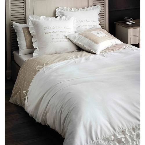 Parure de lit SANS SOUCI en coton blanche 240 x 260 cm - Maisons du Monde