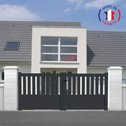 Portail aluminium battant semi-ajouré en kit PACKIT L.3000 pas cher - Portail ManoMano