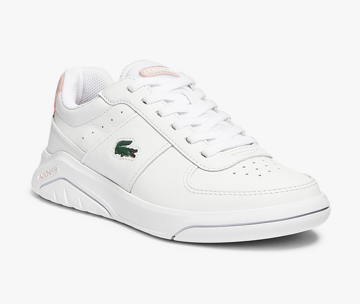Sneakers Powercourt Lacoste en cuir avec détails irisés Blanc/Rose