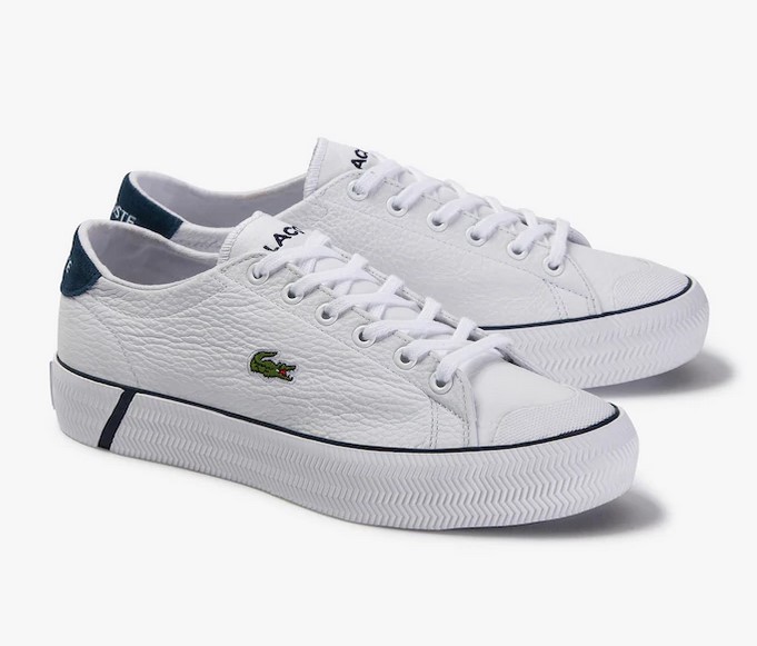 Sneakers Gripshot Lacoste en cuir et daim Blanc/Marine - Baskets Homme Lacoste