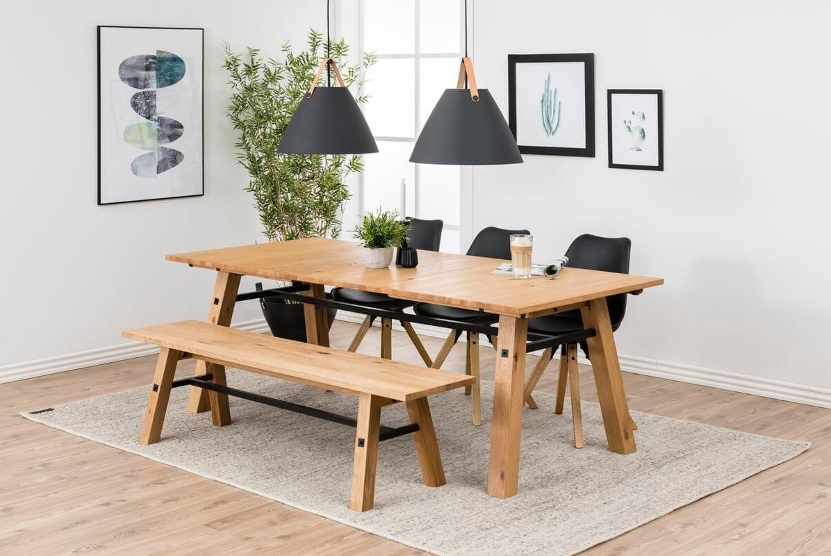 Table à manger 210 cm ATELIER 8 à 10 personnes placage en chêne - Maisons du Monde