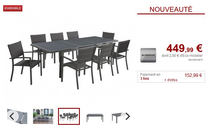 Table de jardin extensible OLERON en aluminium pas cher - Table de jardin Vente Unique