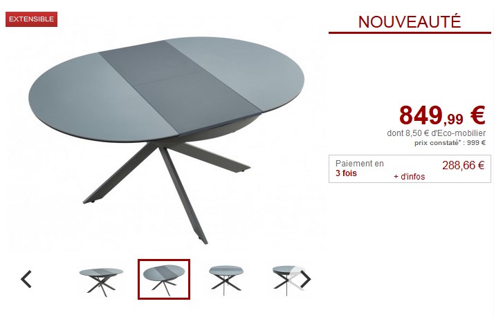 Table à manger ronde extensible HIMI Céramique pas cher - Table à manger Vente Unique