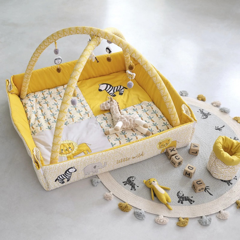 Tapis d'éveil bébé‌ MINI JUNGLE en coton jaune moutarde et blanc - Maisons du Monde