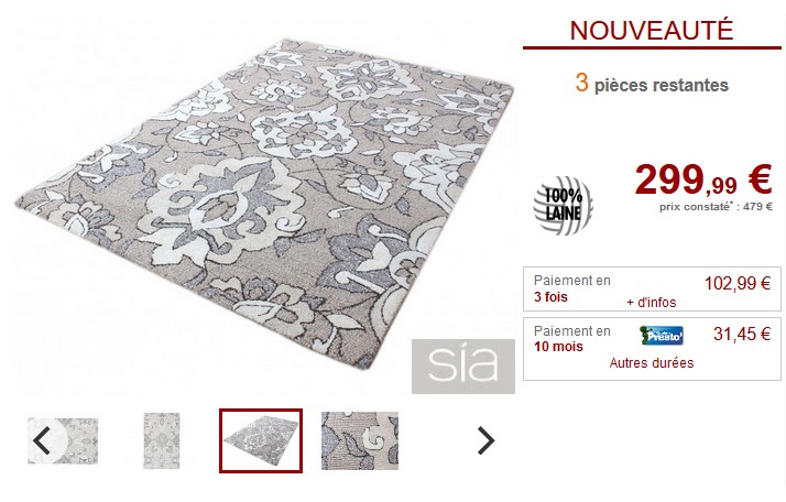 Tapis SIA en laine COTTAGE 160x230cm pas cher - Tapis Vente Unique