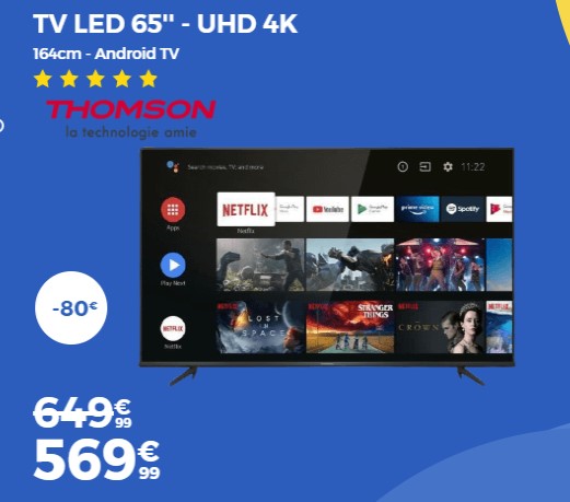 THOMSON 65UG6420 TV LED 164cm pas cher - Soldes Téléviseur Cdiscount