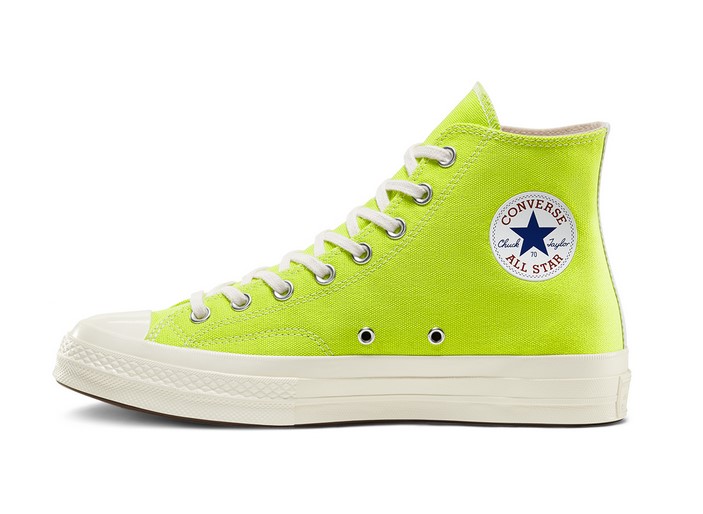 Unisex Converse x PLAY Comme des Garçons Chuck 70 High Top acid lime green/egret/high ris - Baskets Homme Converse