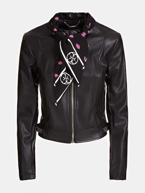 VESTE SIMILICUIR FOULARD Guess Noir - Veste Femme Guess