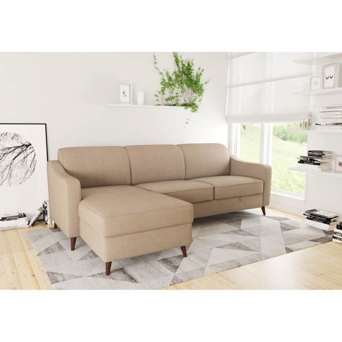 ZOLA Canapé d'angle convertible Tissu Taupe pas cher - Canapé Cdiscount