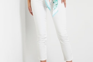 Pantalon en satin Skinny GUESS Taille haute Blanc - Pantalon Femme Guess