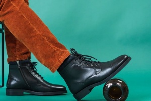 Boots ROMARY Bocage à lacets en cuir noir - Boots Homme Bocage