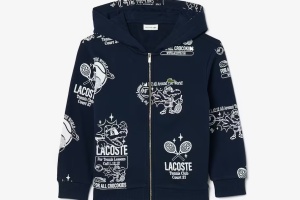 Sweatshirt à capuche JOGGER Garçon Lacoste imprimé graphique Bleu Marine/Blanc