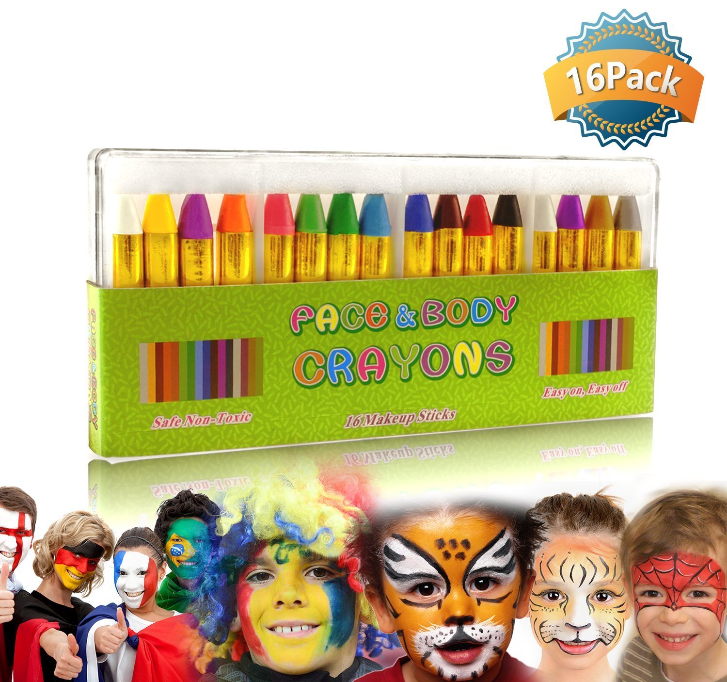 GiBot 16 Couleur - Crayons de visage pour Enfants