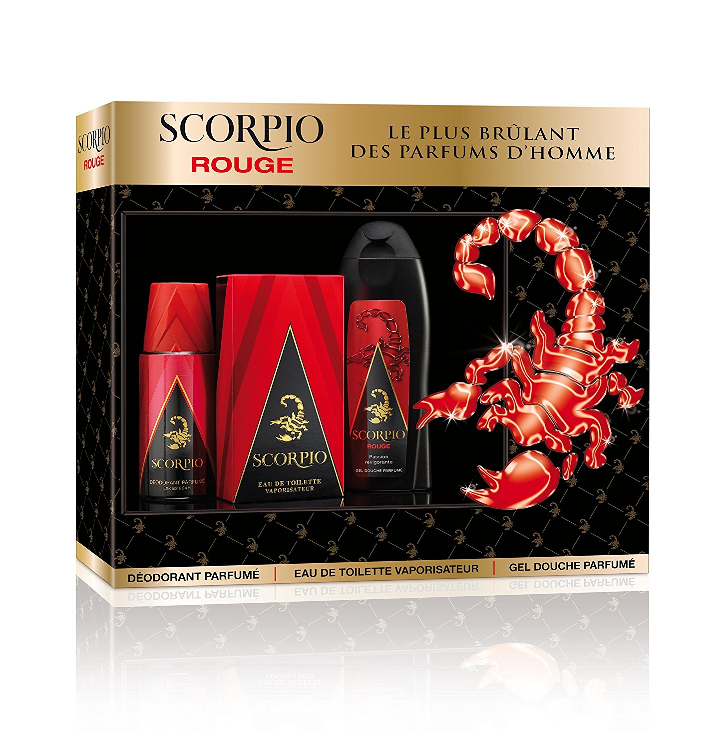 Scorpio SCORPIO - Coffret 3 produits - Rouge - Eau de toilette flacon 75ml , Gel Douche 250ml & Dédodorant atomiseur 150ml