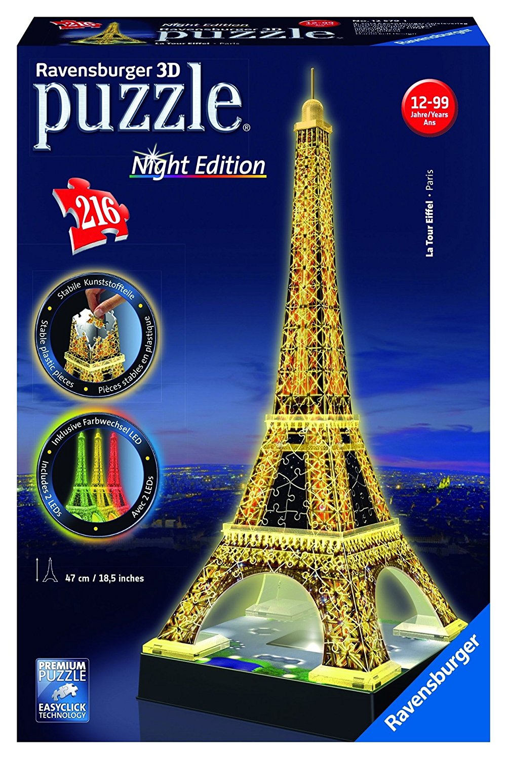 Ravensburger - Puzzle 3D Building - Tour Eiffel De Nuit, Jeu pas cher Amazon