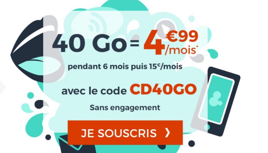 Bon Plan – Le forfait Cdiscount Mobile 40 Go à 4,99 €/mois