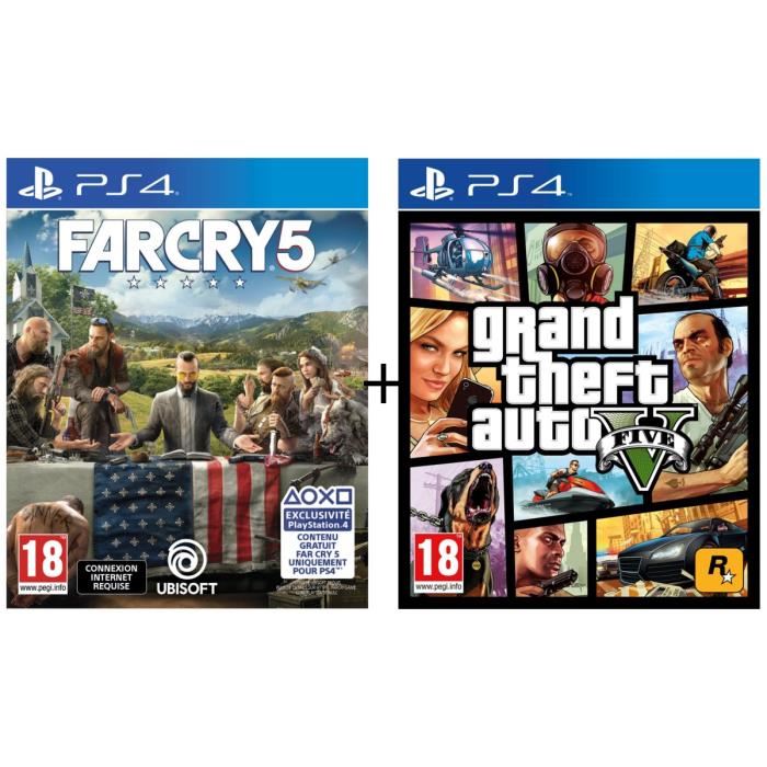 Jeu vidéo pas cher - Pack Far Cry 5 + GTA V à 33 € sur PS4