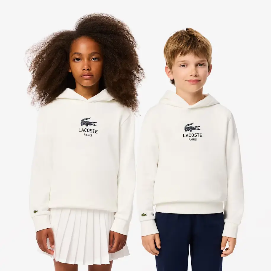 Sweatshirt à capuche signature pour enfants Lacoste Blanc : un classique intemporel