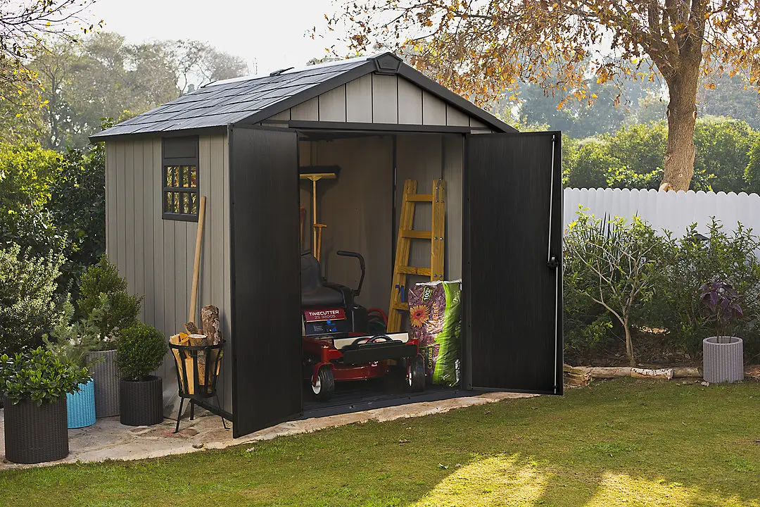 Abri de jardin OAKLAND 759 KETER 6 M² en résine gris et noir pas cher - Abri de jardin Castorama 