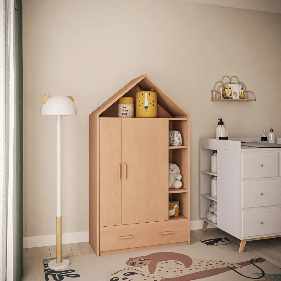 Armoire cabane SLOAN 2 portes, 4 niches et 1 tiroir - Armoire Enfant Maisons du Monde