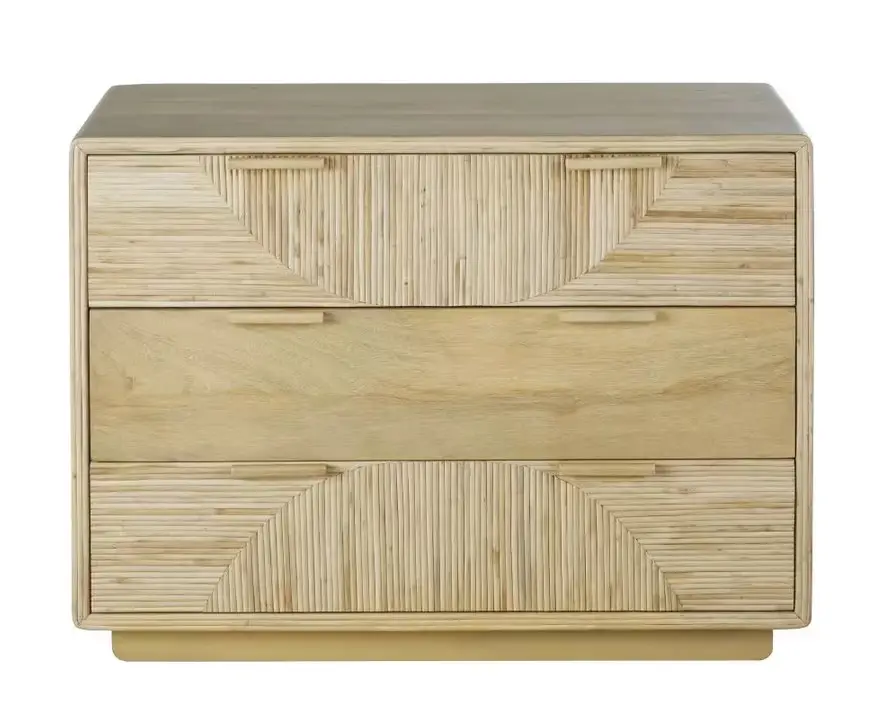 Commode RATANE 3 tiroirs marqueterie de rotin beige - Maisons du Monde