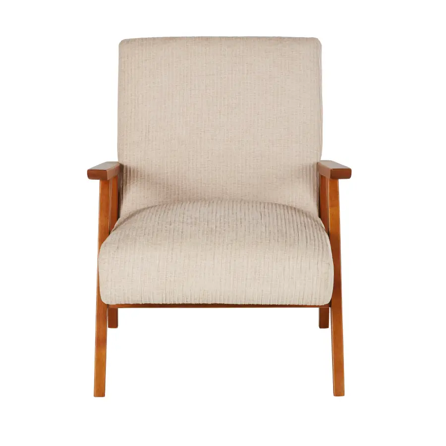 Fauteuil vintage HERMANN en velours côtelé beige - Maisons du Monde