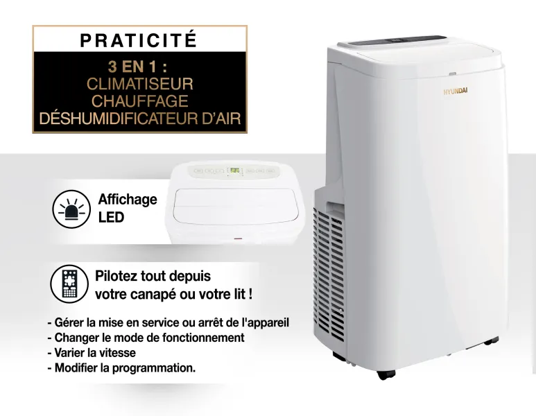 Climatiseur mobile PAC EM82K.1 DELONGHI 9 400 Btu/h 2400W