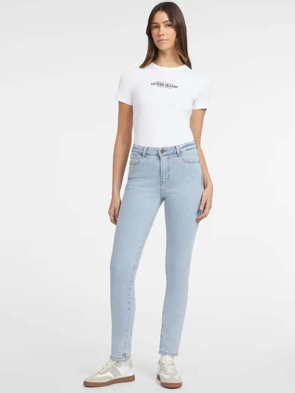 Jean Skinny Taille Haute G05 Femme GUESS Bleu : Le Denim Essentiel Revisité