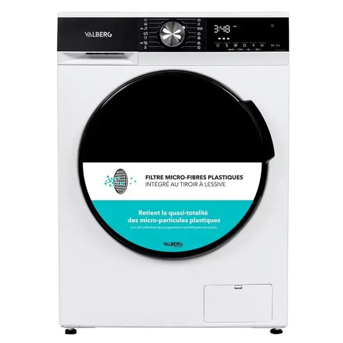 Lave-linge hublot VALBERG WF 914 A MF W566C 9 kg pas cher avec filtre micro-fibres plastiques : Un choix économique et écologique