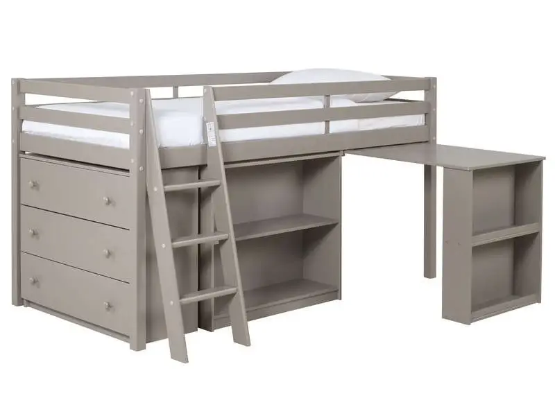 Lit combiné ELIOTT W 90x190 cm coloris taupe - Conforama