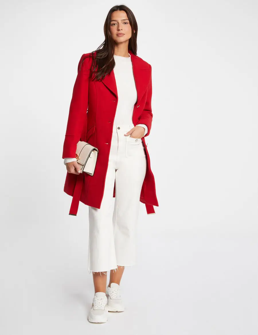 Manteau long GATO Morgan ceinturé rouge