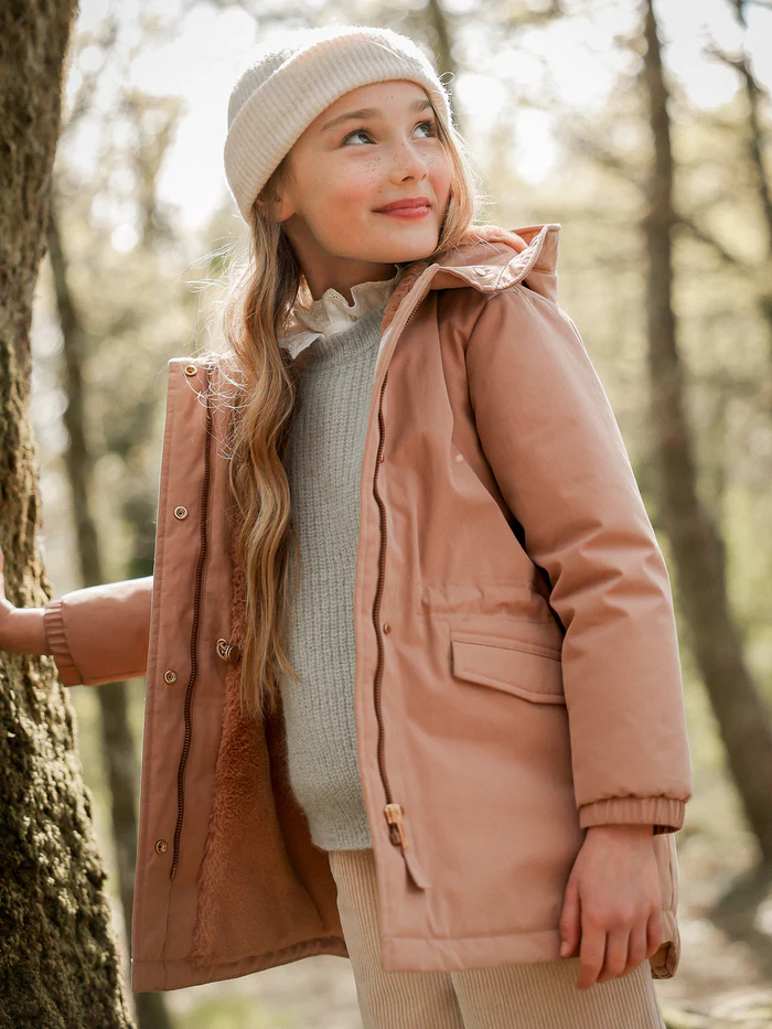 Parka Fille Cyrillus doublée imitation fourrure Rose Grise : chaleur, style et confort pour l'hiver