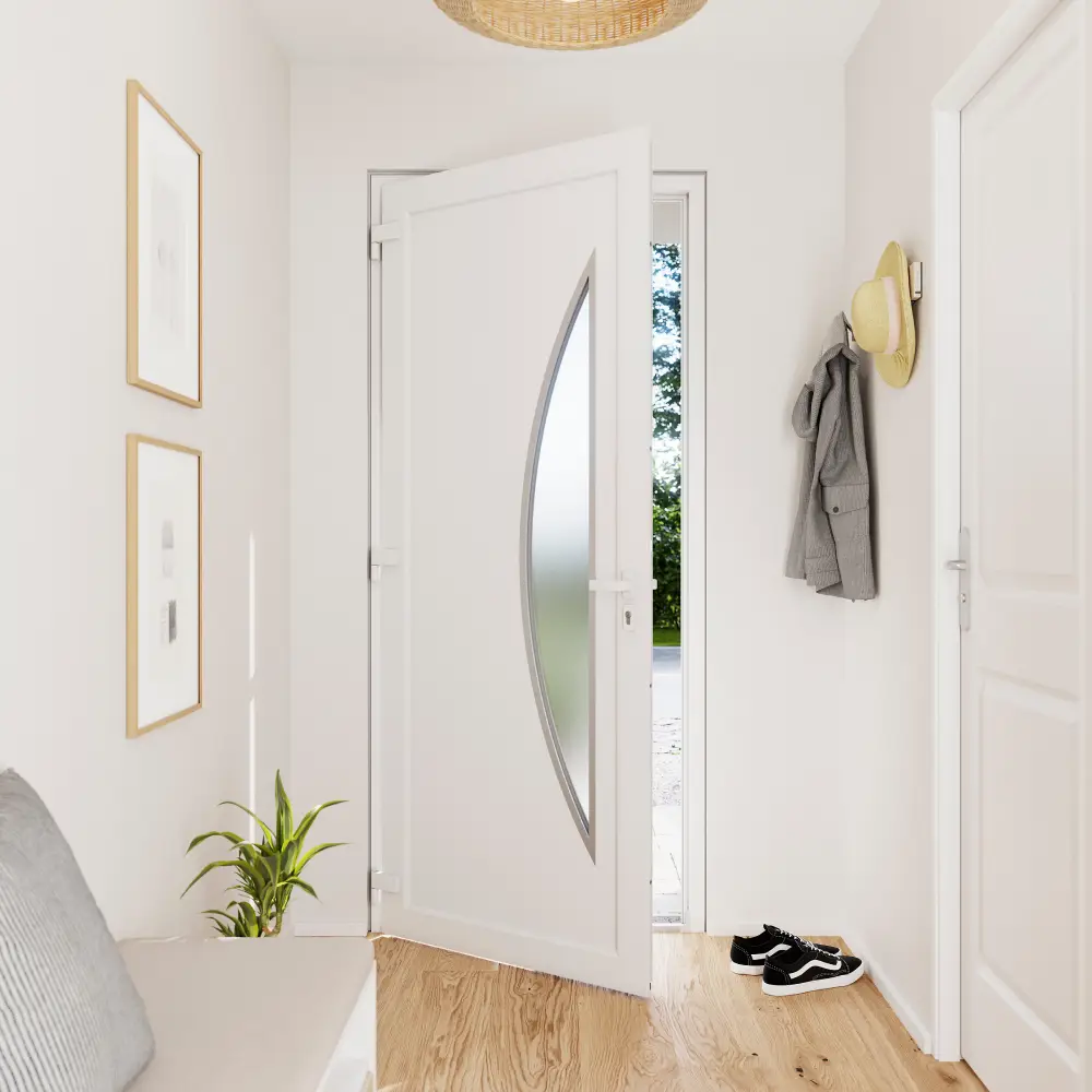 Porte d'entrée FORTIA RAL 9003 HERMOSO pvc blanc 98 x h.218 cm poussant droit