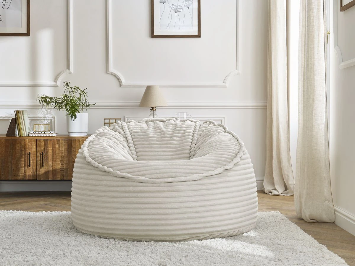 BOBOCHIC Pouf SOCRATE ultra moelleux gros côtelé doux