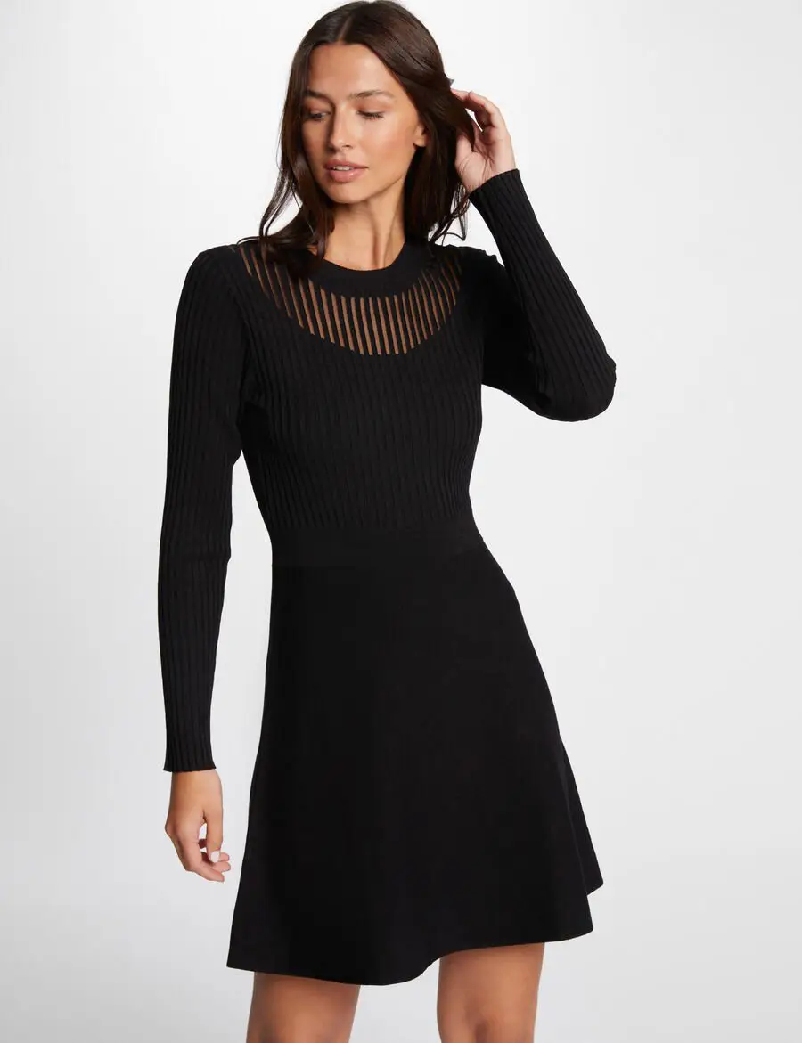 Robe tricot courte trapèze RMANDRI Morgan noir : Élégance et confort réunis