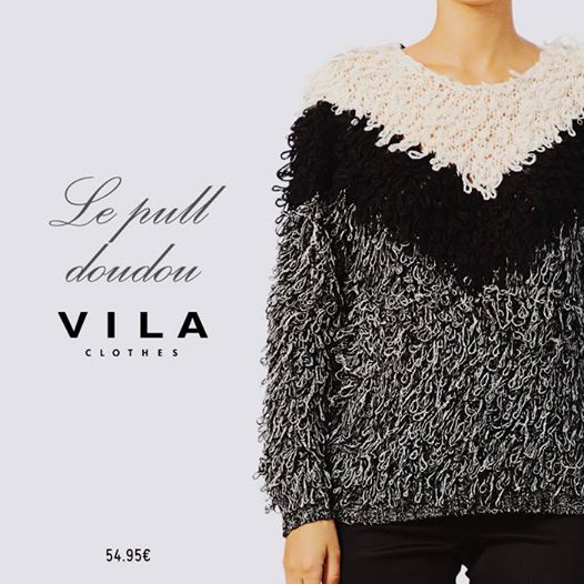 Pull frangé Truska Blanc noir Vila