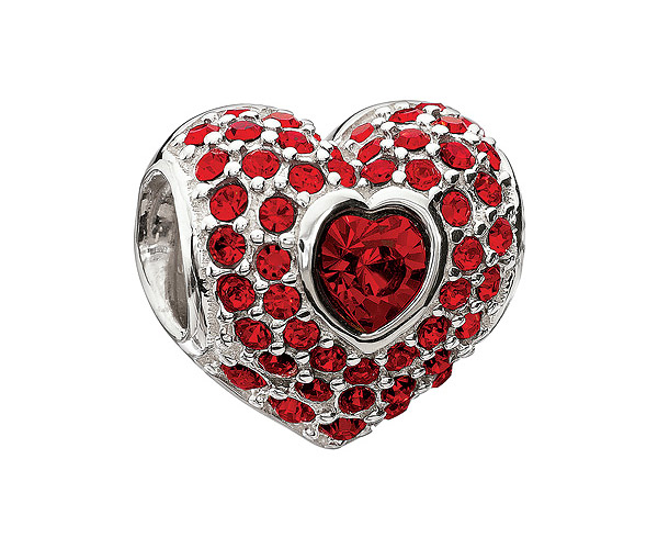 Red Sparkly Heart Bead