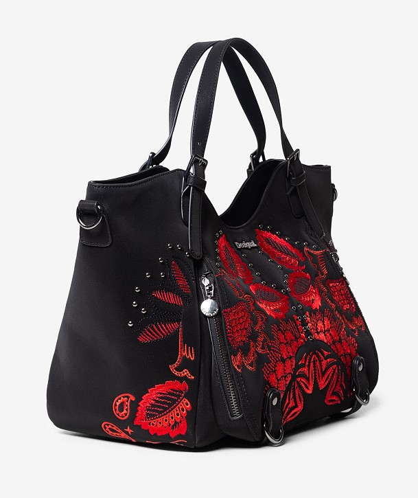 Sac Broderies Florales Desigual pas cher - Sac à Main Desigual