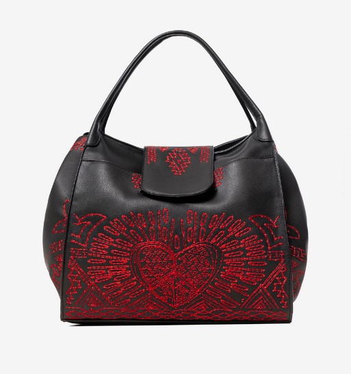 Sac broderies coeur Desigual pas cher - Sac à Main Desigual