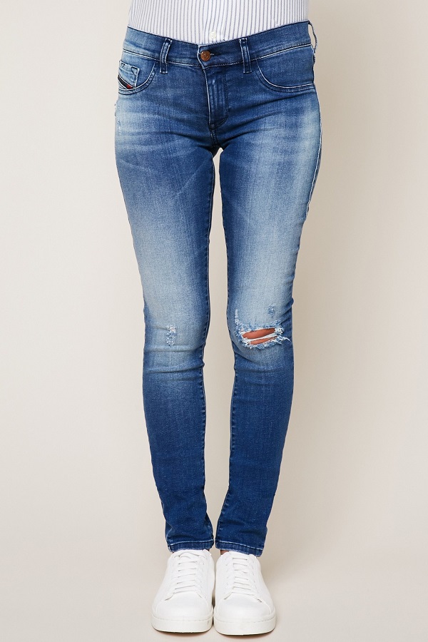 Diesel Livier Pantaloni Jean délavé troué aux genoux - Jeans Femme Monshowroom