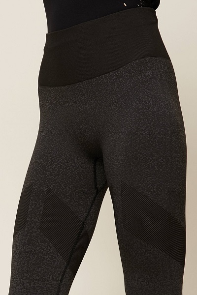 Adidas Originals Legging de sport gris chiné empiècements côtelées - Leggings Femme Monshowroom