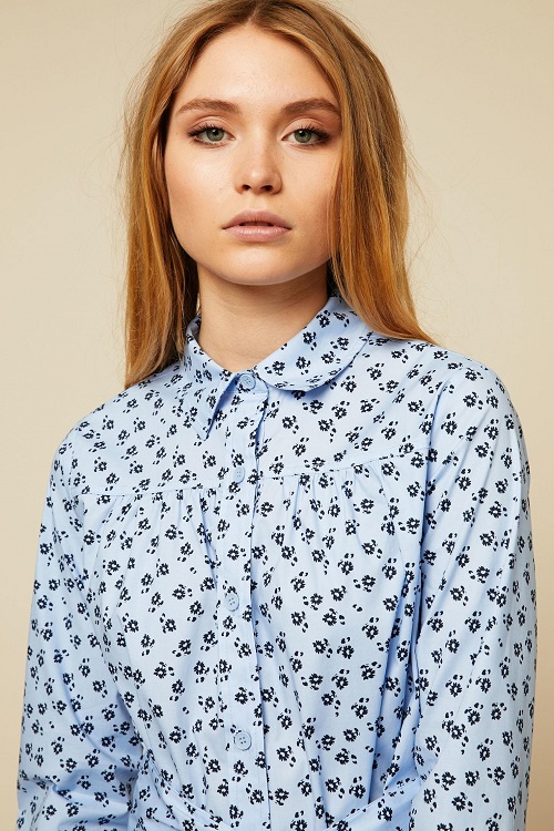 MAX&Co. Dedurre Robe ceinturée imprimé floral bleu - Robe Monshowroom