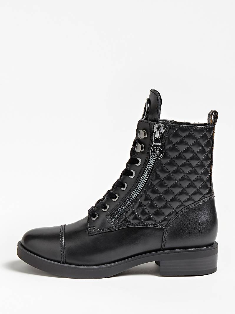 BOTTES RANGERS BEGONIA CUIR VERITABLE Noir GUESS - Bottes Femme Guess