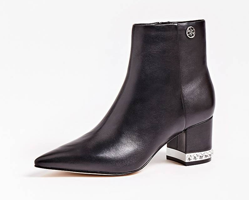 BOTTINES ZADIE CUIR DETAILS BIJOU Noir Guess