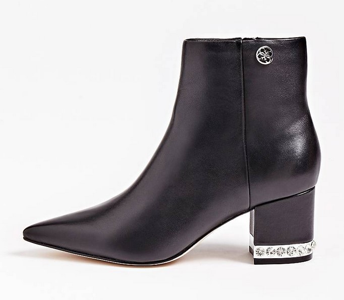 BOTTINES ZADIE CUIR DETAILS BIJOU Noir Guess - Bottines Femme Guess