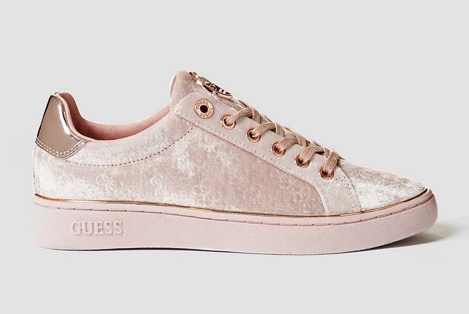 GUESS SNEAKERS BRAYZA VELOURS Baskets Basses Rose - Baskets Femme Guess