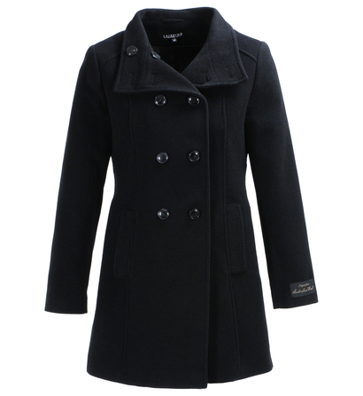 Manteau laine court Briefing double boutonnage Noir