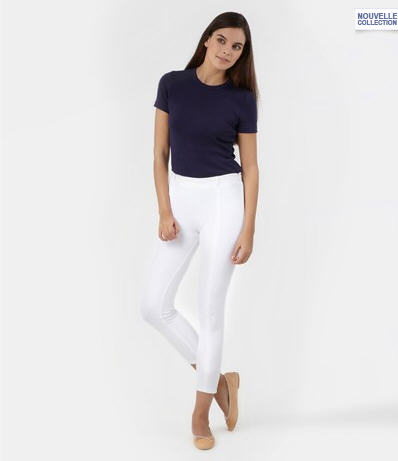 Pantalon fuseau femme en milano blanc Ecume