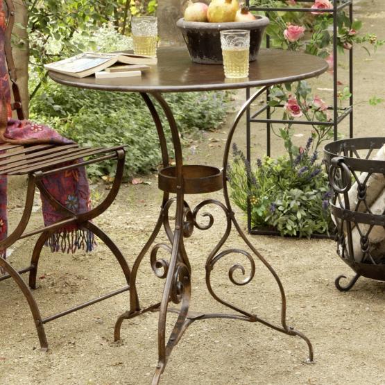 Table Dallon en Fer marron vieilli - Table de Jardin Loberon