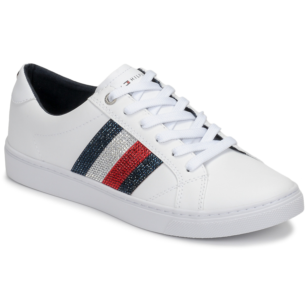 Tommy Hilfiger CRYSTAL LEATHER CASUAL SNEAKERS Blanc